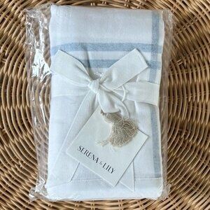 NEW Serena & Lily Alpine Flannel Euro Pillow Sham-Blue/White